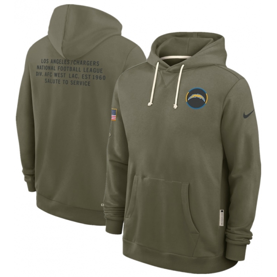 Men's Los Angeles Chargers Olive 2025 Salute to Service Pullover Hoodie - Ujersey
