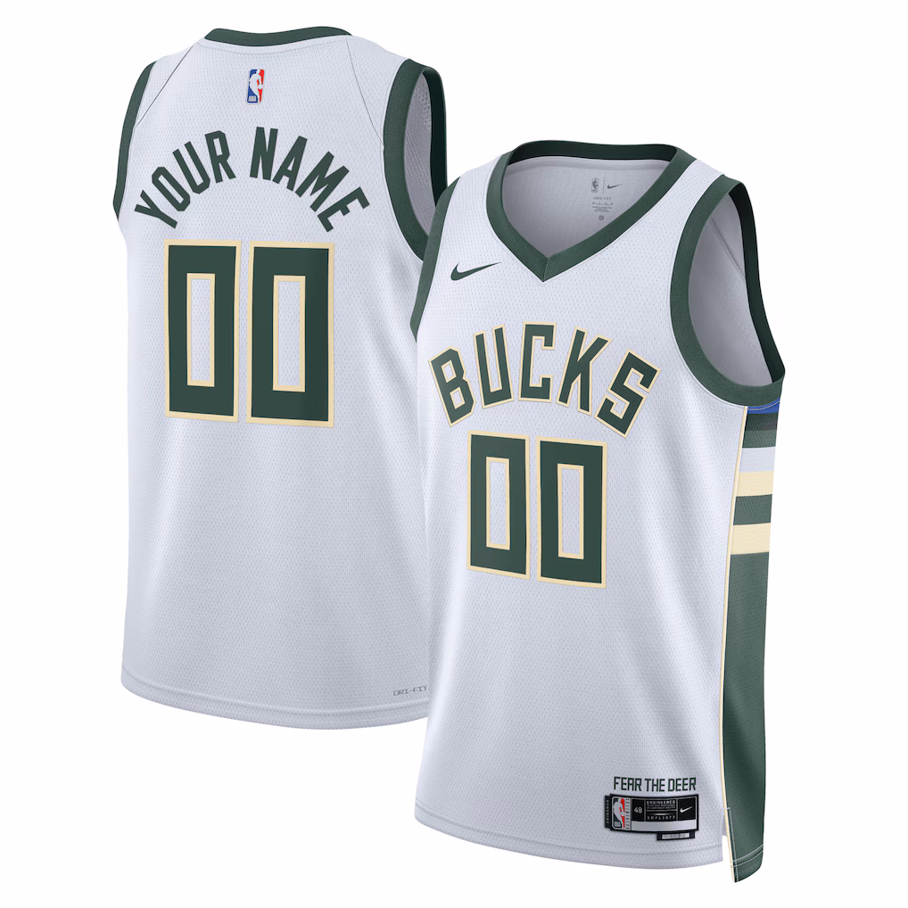Unisex Milwaukee Bucks Nike White Swingman Custom Jersey - Association Edition - SUjersey01