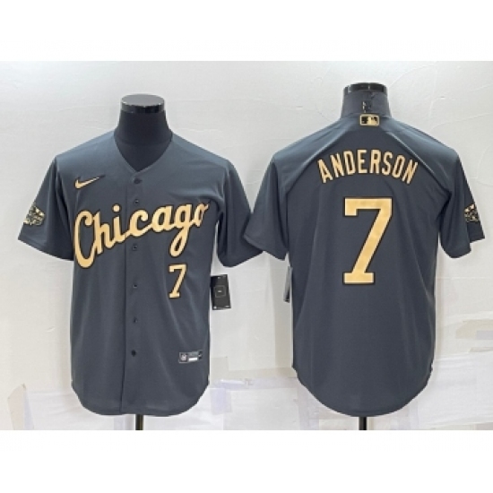 Men's Chicago White Sox #7 Tim Anderson Number Grey 2022 All Star Stitched Cool Base Nike Jersey - Ujersey
