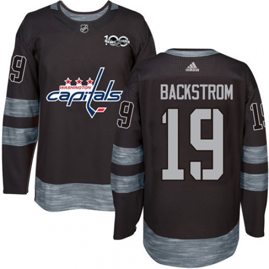 Men's Adidas Washington Capitals #19 Nicklas Backstrom Premier Black 1917-2017 100th Anniversary NHL Jersey - Ujersey
