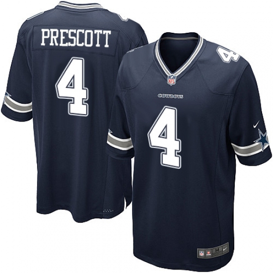 Men's Nike Dallas Cowboys #4 Dak Prescott Game Navy Blue Team Color NFL Jersey - Ujersey