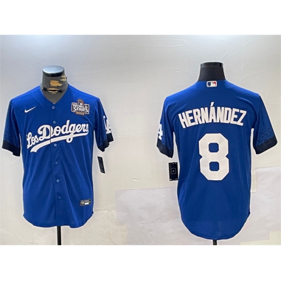 Men's Los Angeles Dodgers #8 Enrique Hernández Royal 2024 World Series City Connect Cool Base Stitched Baseball Jersey - Ujersey