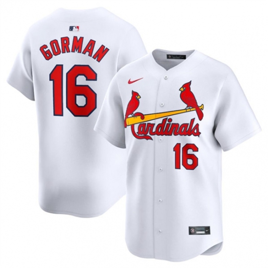 Men's St. Louis Cardinals #16 Nolan Gorman White 2024 Home Limited Stitched Baseball Jersey - Ujersey