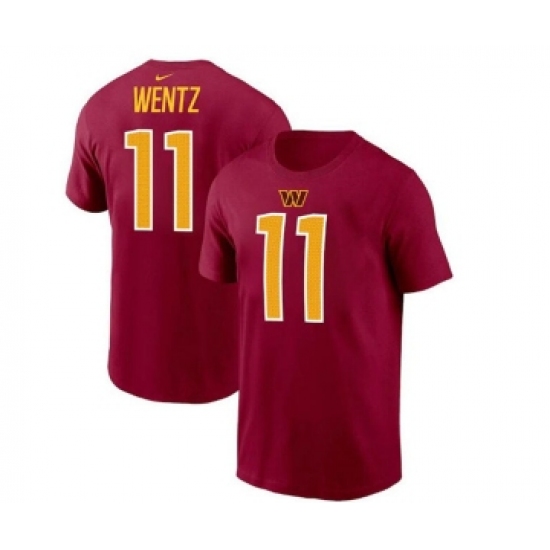 Men's Washington Commanders #11 Carson Wentz 2022 Red Name & Number T-Shirt - Ujersey