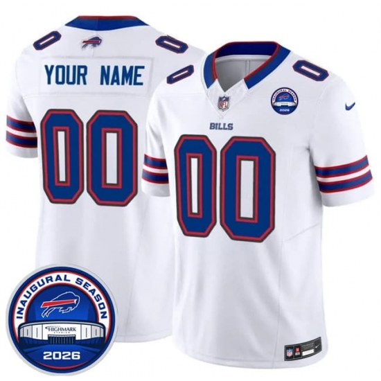 Men's Buffalo Bills Active Player Custom White F.U.S.E. 2026 Inaugural Season at Highmark Stadium Patch Football Stitched Jersey