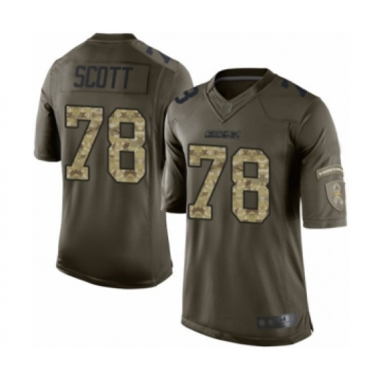 Men's Los Angeles Chargers #78 Trent Scott Limited Green Salute to Service Football Jersey - Ujersey