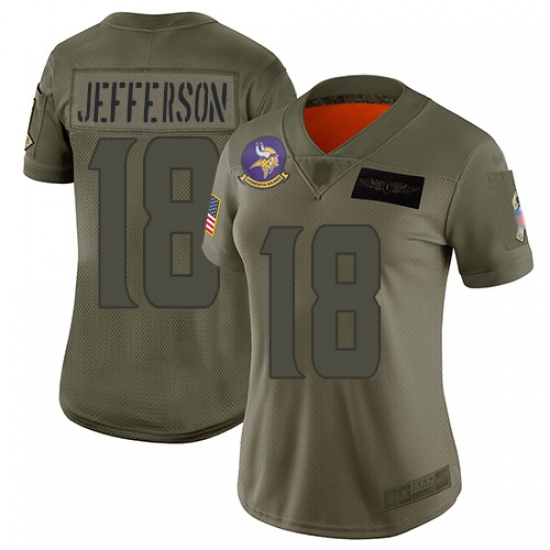 Women's Minnesota Vikings #18 Justin Jefferson Camo Stitched NFL Limited 2019 Salute To Service Jersey - Ujersey