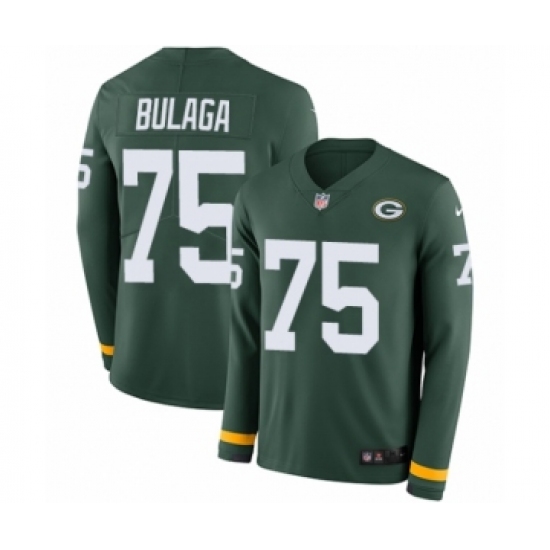 Youth Nike Green Bay Packers #75 Bryan Bulaga Limited Green Therma Long Sleeve NFL Jersey - Ujersey