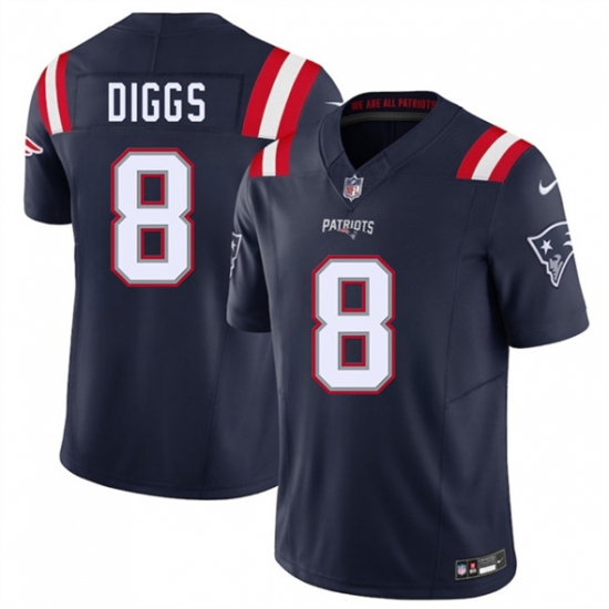 Men's New England Patriots #8 Stefon Diggs Navy 2025 F.U.S.E. Vapor Limited Football Stitched Jersey - Ujersey