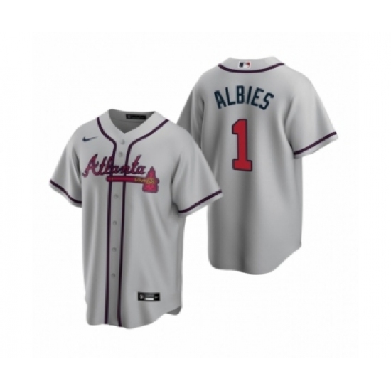 Women Atlanta Braves #1 Ozzie Albies Nike Gray 2020 Replica Road Jersey - Ujersey