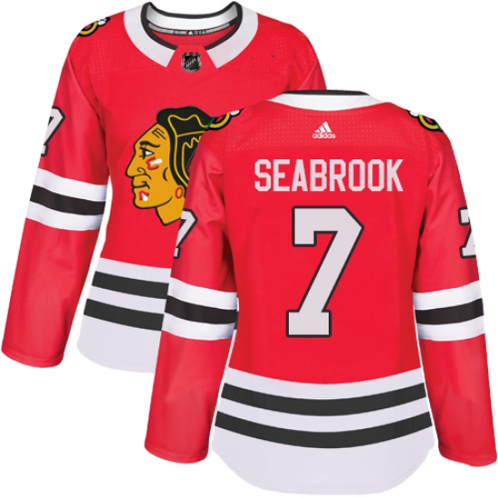 Women's Adidas Chicago Blackhawks #7 Brent Seabrook Authentic Red Home NHL Jersey - Ujersey