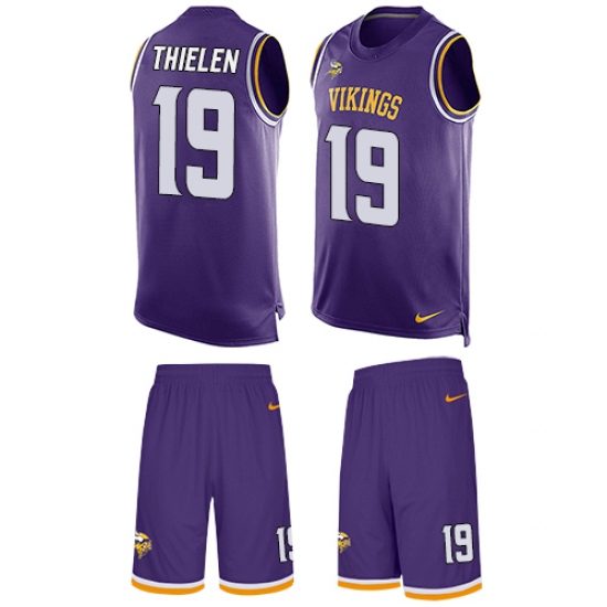 Men's Nike Minnesota Vikings #19 Adam Thielen Limited Purple Tank Top Suit NFL Jersey - Ujersey