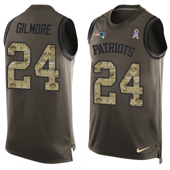 Men's Nike New England Patriots #24 Stephon Gilmore Limited Green Salute to Service Tank Top NFL Jersey - Ujersey