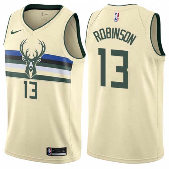 Men's Nike Milwaukee Bucks #13 Glenn Robinson Authentic Cream NBA Jersey - City Edition - Ujersey