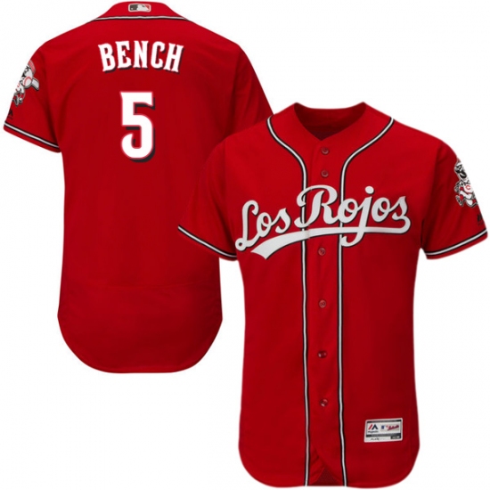 Men's Majestic Cincinnati Reds #5 Johnny Bench Red Los Rojos Flexbase Authentic Collection MLB Jersey - Ujersey