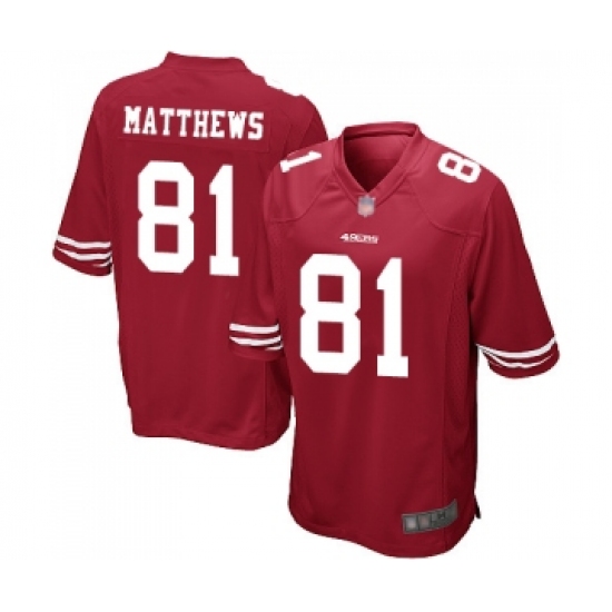 Men's San Francisco 49ers #81 Jordan Matthews Game Red Team Color Football Jersey - Ujersey