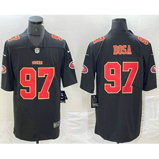 Men's San Francisco 49ers #97 Nick Bosa Black Red Fashion Vapor Limited Stitched Jersey - Ujersey