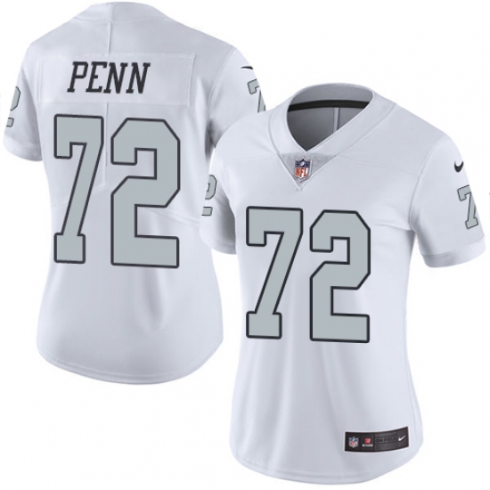 Women's Nike Oakland Raiders #72 Donald Penn Limited White Rush Vapor Untouchable NFL Jersey