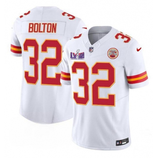 Men’s Kansas City Chiefs #32 Nick Bolton White F.U.S.E. Super Bowl LVIII Vapor Untouchable Limited Football Stitched Jersey - Ujersey