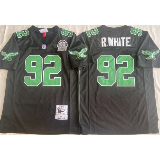 Men's Philadelphia Eagles #92 Reggie White Black Throwback Stitched Football Jersey - Ujersey