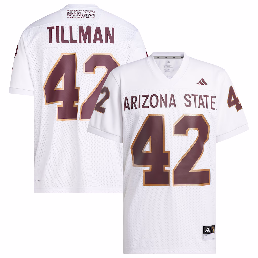Men's adidas Pat Tillman #42 White Arizona State Sun Devils Away Icon Premier Football Jersey - Ujersey Shop