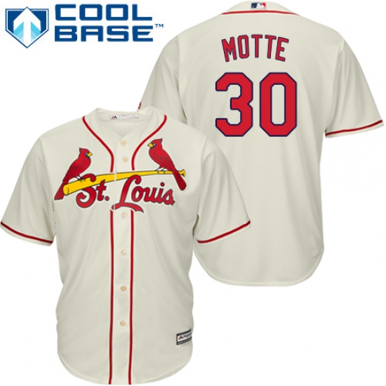 Men's Majestic St. Louis Cardinals #30 Jason Motte Replica Cream Alternate Cool Base MLB Jersey