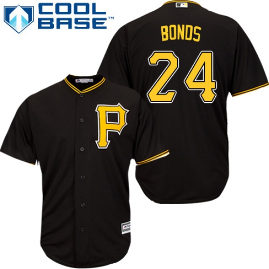Men's Majestic Pittsburgh Pirates #24 Barry Bonds Replica Black Alternate Cool Base MLB Jersey - Ujersey