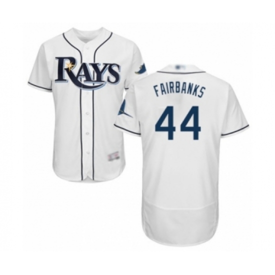 Men's Tampa Bay Rays #44 Peter Fairbanks Home White Home Flex Base Authentic Collection Baseball Player Jersey - Ujersey