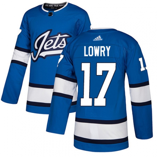 Men's Adidas Winnipeg Jets #17 Adam Lowry Authentic Blue Alternate NHL Jersey - Ujersey
