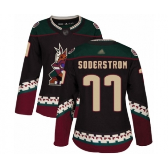 Women's Arizona Coyotes #77 Victor Soderstrom Authentic Black Alternate Hockey Jersey - Ujersey