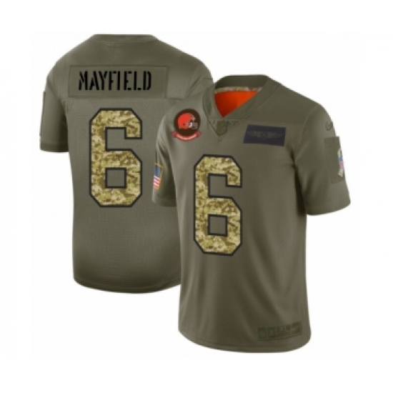 Men's Cleveland Browns #6 Baker Mayfield 2019 Olive Camo Salute to Service Limited Jersey