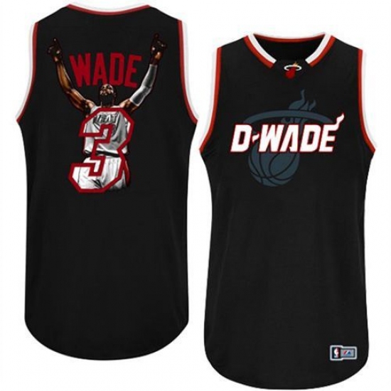 Men's Majestic Miami Heat #3 Dwyane Wade Authentic Black Athletic Notorious Fashion NBA Jersey - Ujersey