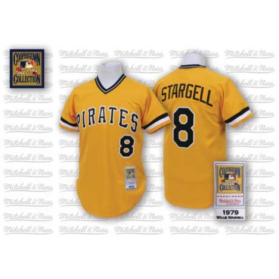 Men's Mitchell and Ness Pittsburgh Pirates #8 Willie Stargell Authentic Gold Throwback MLB Jersey - Ujersey