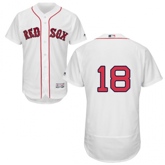 Men's Majestic Boston Red Sox #18 Mitch Moreland White Flexbase Authentic Collection MLB Jersey - Ujersey
