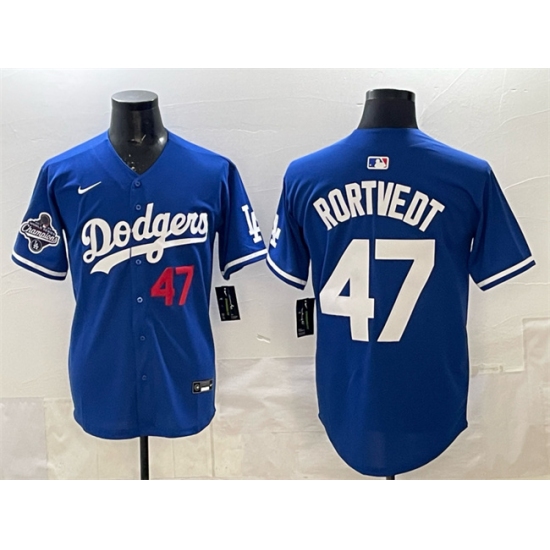 Men's Los Angeles Dodgers #47 Ben Rortvedt Royal 2025 World Series Champions Limited Stitched Baseball Jersey - Ujersey