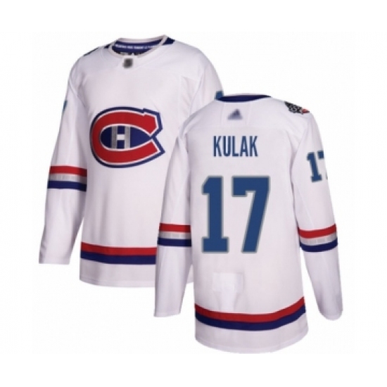 Youth Montreal Canadiens #17 Brett Kulak Authentic White 2017 100 Classic Hockey Jersey - Ujersey