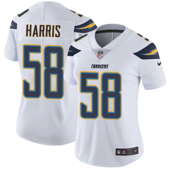 Women's Nike Los Angeles Chargers #58 Nigel Harris White Vapor Untouchable Limited Player NFL Jersey - Ujersey