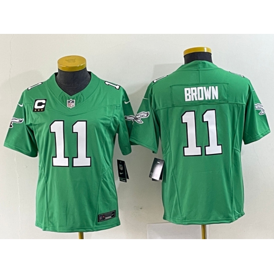 Women's Nike Philadelphia Eagles #11 A.J. Brown Green 2023 F.U.S.E. Vapor Untouchable C Stitched Football Jersey - Ujersey