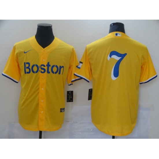 Men's Boston Red Sox #7 Christian Vazquez Authentic Nike Gold-Light Blue Jersey
