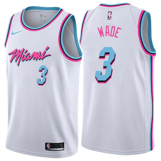 Youth Nike Miami Heat #3 Dwyane Wade Swingman White NBA Jersey - City Edition - Ujersey