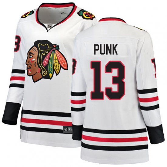 Women's Chicago Blackhawks #13 CM Punk Authentic White Away Fanatics Branded Breakaway NHL Jersey - Ujersey