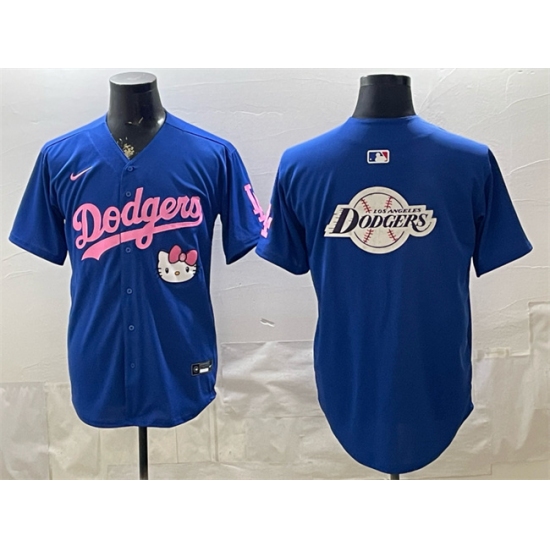 Men's Los Angeles Dodgers Team Big Logo Royal Hello Kitty Night Stitched Baseball Jersey - Ujersey