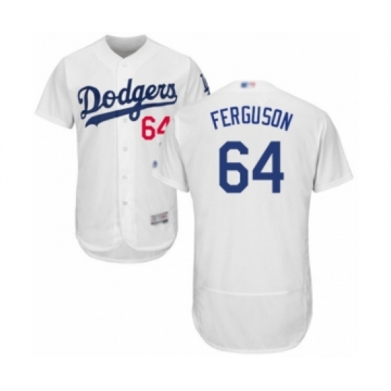 Men's Los Angeles Dodgers #64 Caleb Ferguson White Home Flex Base Authentic Collection Baseball Player Jersey - Ujersey