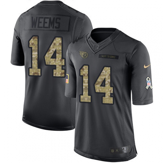 Youth Nike Tennessee Titans #14 Eric Weems Limited Black 2016 Salute to Service NFL Jersey - Ujersey
