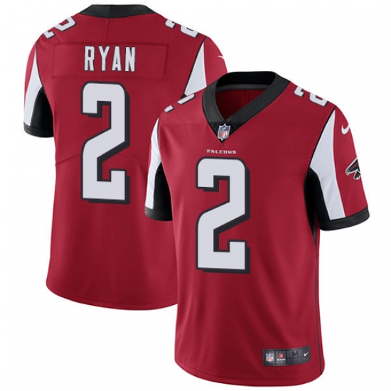 Men's Nike Atlanta Falcons #2 Matt Ryan Red Team Color Vapor Untouchable Limited Player NFL Jersey - Ujersey