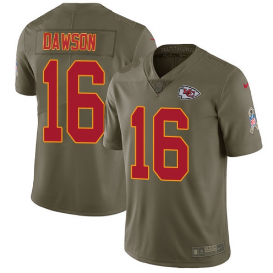 Youth Nike Kansas City Chiefs #16 Len Dawson Limited Olive 2017 Salute to Service NFL Jersey - Ujersey