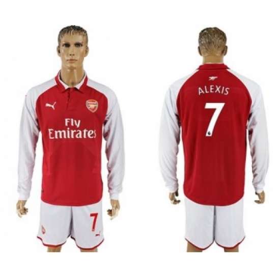 Arsenal #7 Alexis Red Home Long Sleeves Soccer Club Jersey