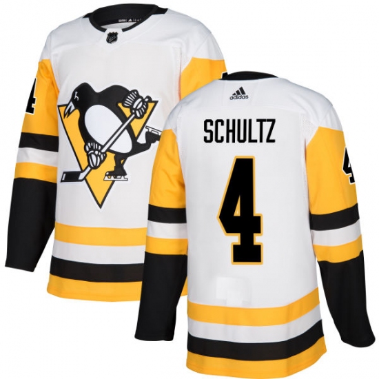 Men's Adidas Pittsburgh Penguins #4 Justin Schultz Authentic White Away NHL Jersey - Ujersey