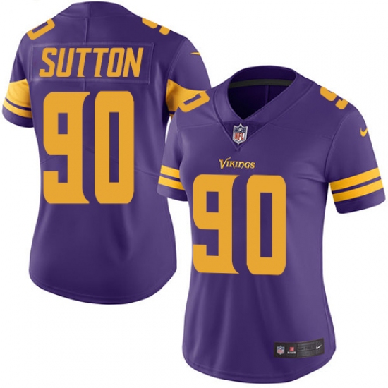 Women's Nike Minnesota Vikings #90 Will Sutton Limited Purple Rush Vapor Untouchable NFL Jersey - Ujersey