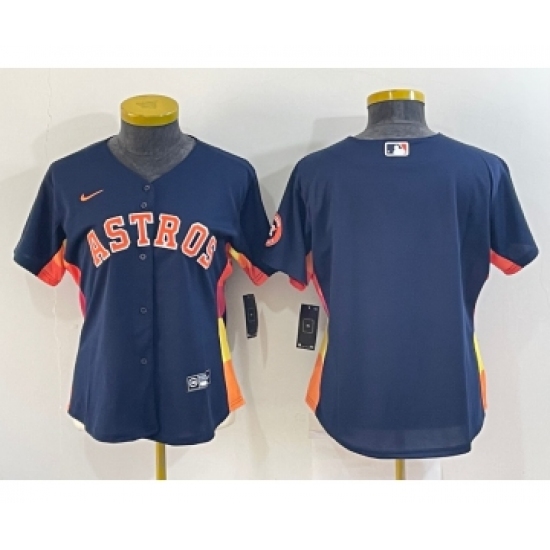 Women's Houston Astros Blank Navy Blue With Patch Stitched MLB Cool Base Nike Jersey - Ujersey
